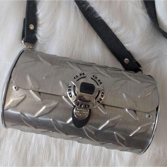 RARE Harley Davidson Chrome Metal Hand Made Bag Purse HTF - Picture 2 of 9